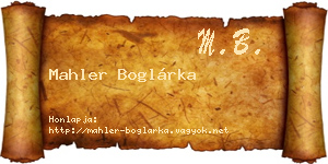 Mahler Boglárka névjegykártya